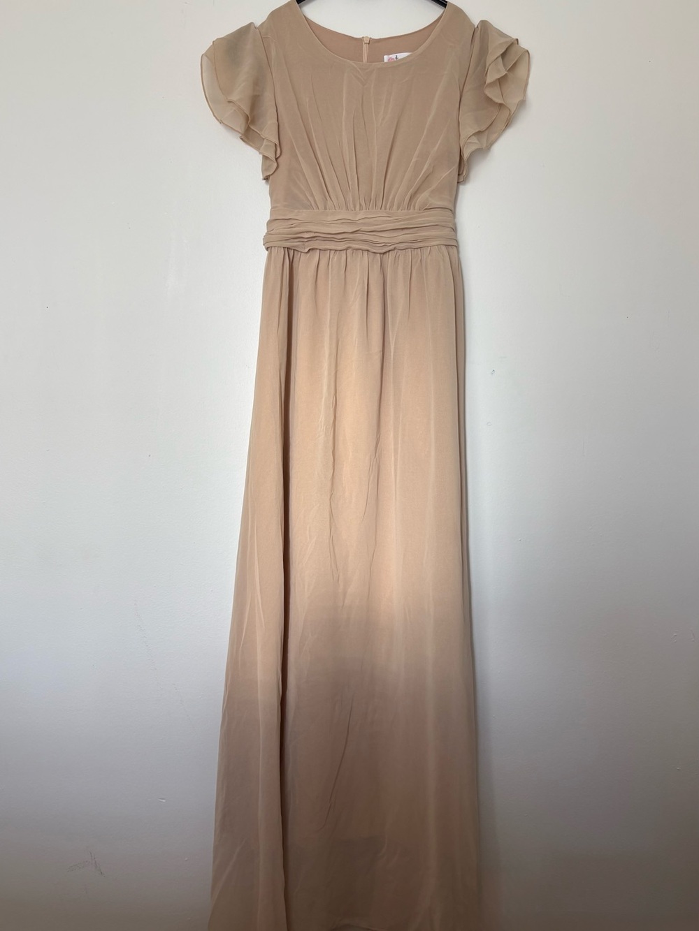 Girls' Cream/Tan Maxi-Formal Dress